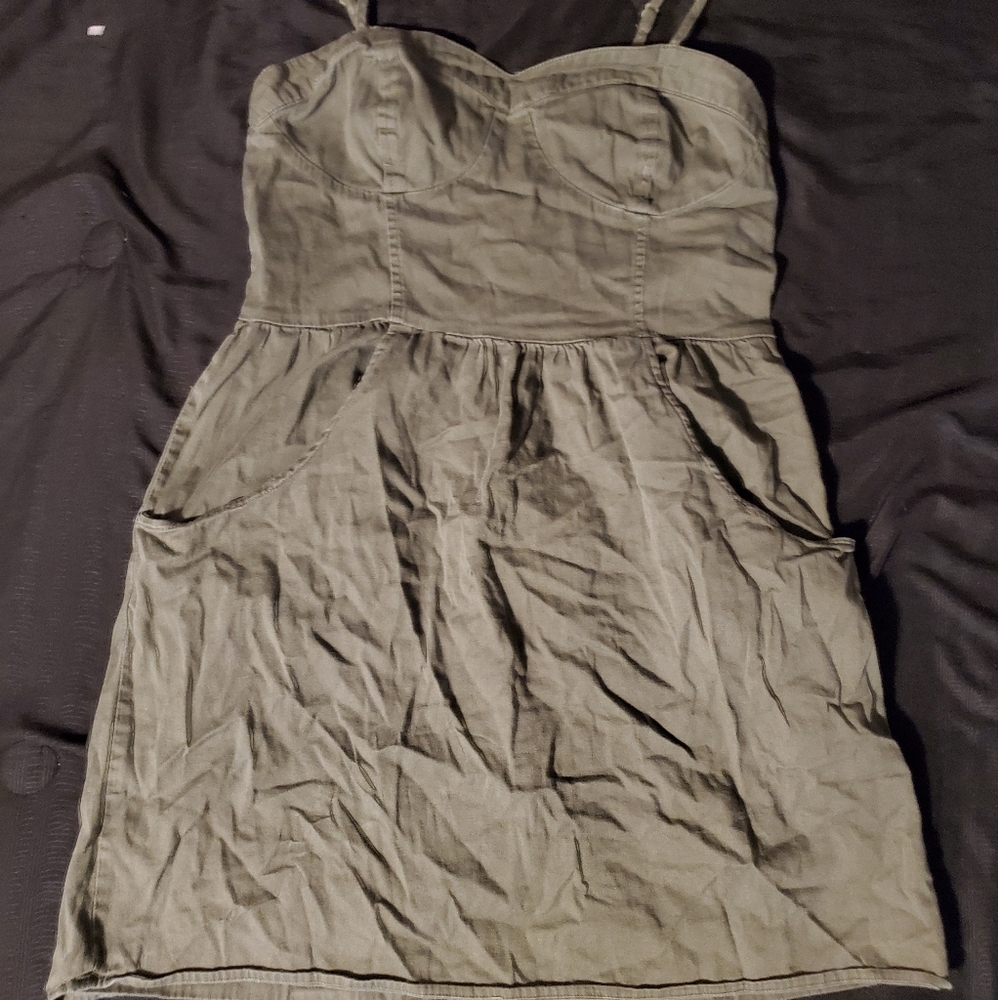 Army Green Dress with Pockets